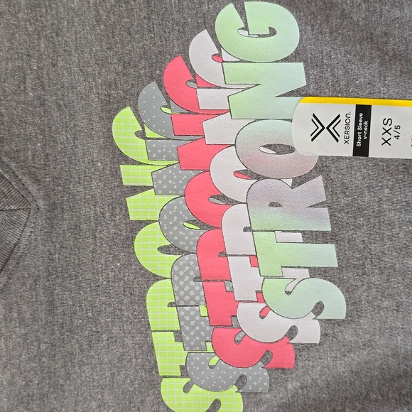 2 XERSION GIRLS SHORT SLEEVE TEE SHIRTS BLUE WORK HARD AND GRAY STRONG SIZE XXS - Picture 8 of 12